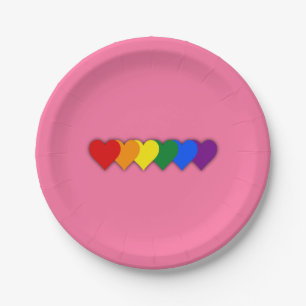 LGBT pride hearts Paper Plate