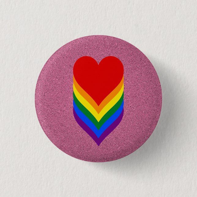 LGBT pride hearts pink button (Front)
