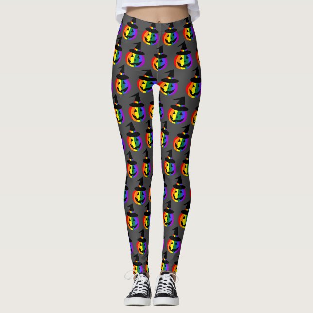 LGBT+ Pride Jack-O'-Lantern Leggings (Front)