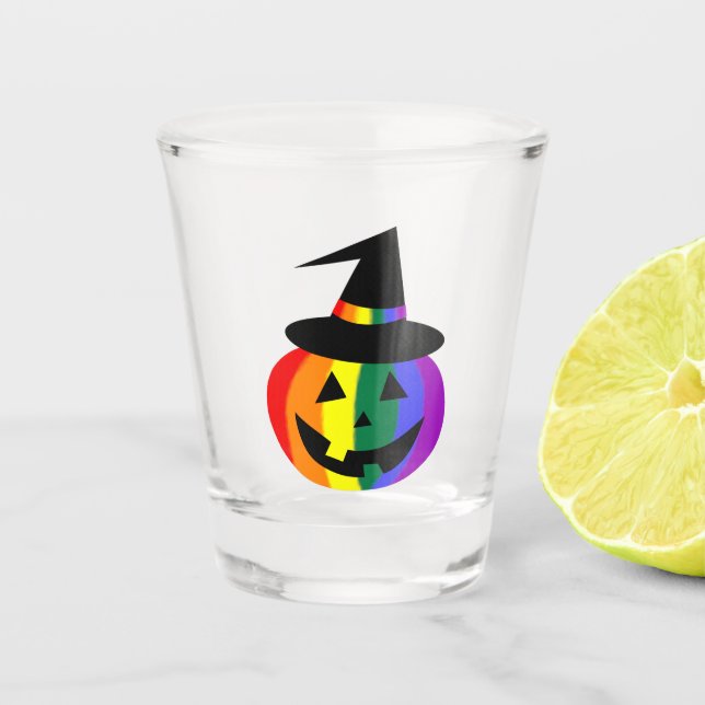 LGBT+ Pride Jack-O'-Lantern Shot Glasses (Front)