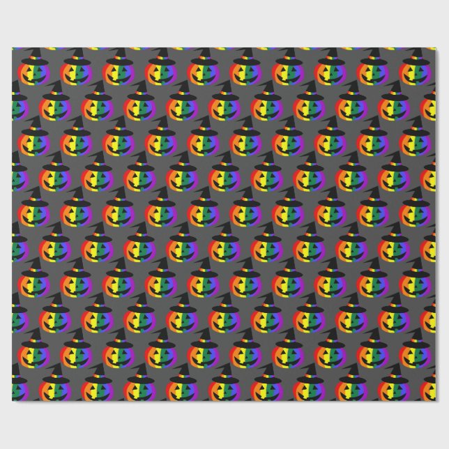 LGBT+ Pride Jack-O'-Lantern Wrapping Paper (Flat)