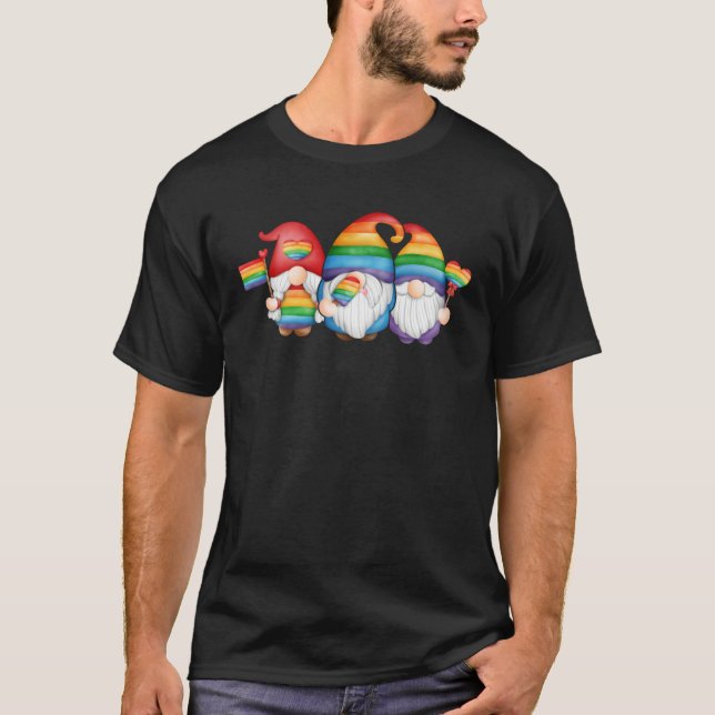 LGBT Pride LGBTQ Rainbow Gnomies  Proud with my Gn T-Shirt (Front)