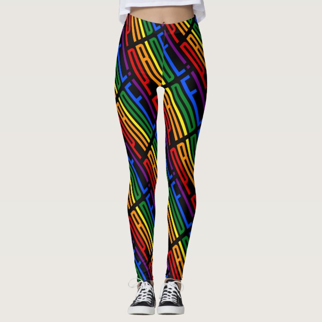 LGBT Pride Love is Love Equality Rainbow Flag Leggings (Front)