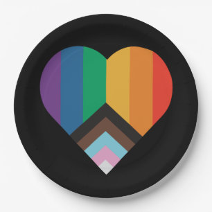 LGBT+pride love. Rainbow flag Card Heart Sticke Paper Plate