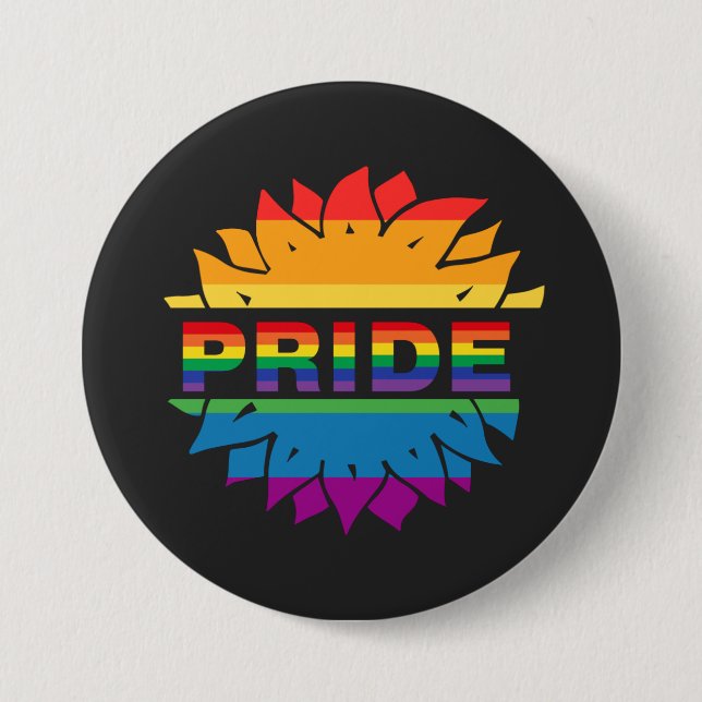 LGBT+Pride love. rainbow flower Button Magnet (Front)