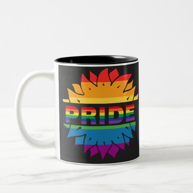 LGBT+Pride love. rainbow flower   Coffee Mug (Left)
