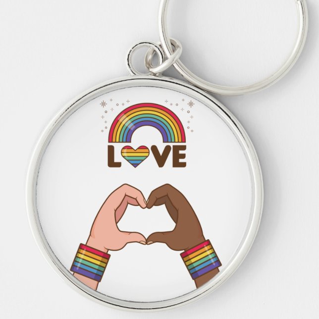 LGBT+Pride. Love rainbow. Heart.  Keychain (Front)