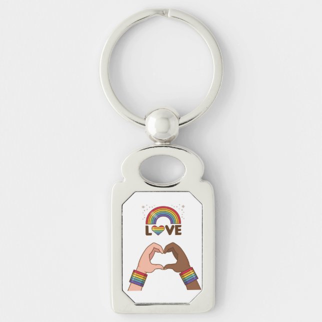 LGBT+Pride. Love rainbow. Heart.  Keychain (Front)