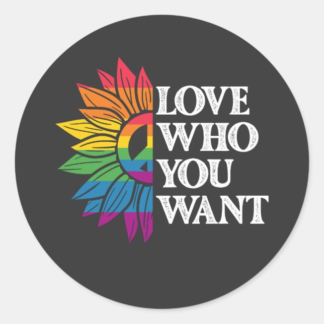LGBT Pride Love Who You Want Gay Lesbian Classic Round Sticker (Front)