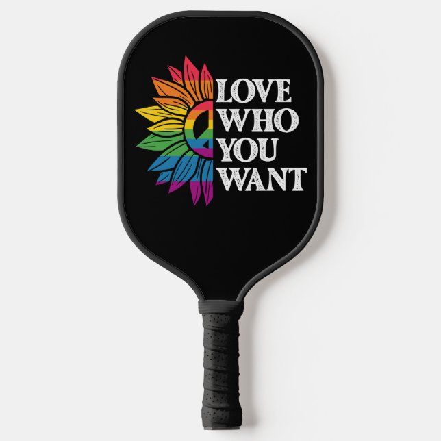 LGBT Pride Love Who You Want Gay Lesbian Pickleball Paddle (Front)