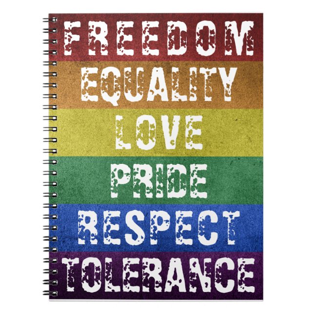 LGBT Pride Modern Rainbow Stripes Flag Notebook (Front)