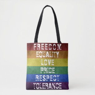 LGBT Pride Modern Rainbow Stripes Flag Tote Bag