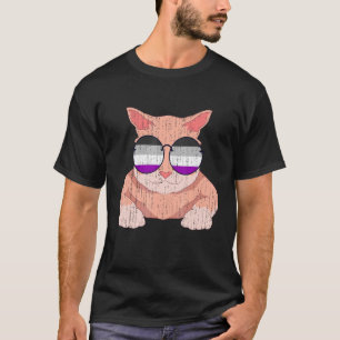 Lgbt Pride Month Cat Sunglasses Ace Flag Queer As T-Shirt
