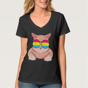 Lgbt Pride Month Cat Sunglasses Pan Flag Pansexua T-Shirt