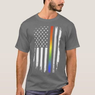 Lgbt Pride Month Support With Rainbow Us American T-Shirt