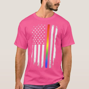 LGBT pride month support with rainbow US american T-Shirt