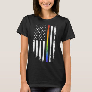 Lgbt Pride Month Support With Rainbow Us American  T-Shirt
