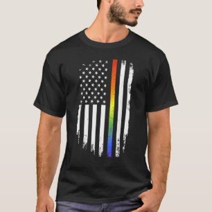 Lgbt Pride Month Support With Rainbow Us American  T-Shirt