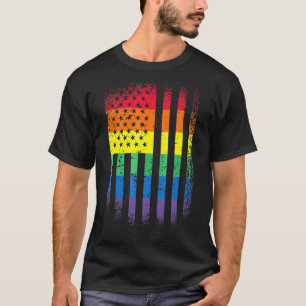 Lgbt Pride Month Support With Rainbow Us American  T-Shirt