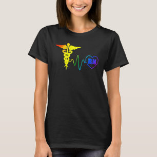 Lgbt Pride Nurse Rn Heartbeat Gay Lesbian Love Rai T-Shirt