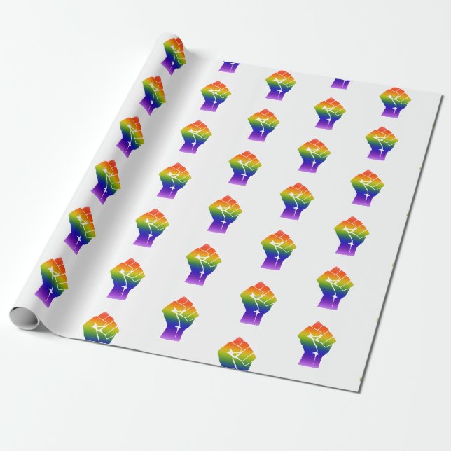 LGBT Pride Power Fist Wrapping Paper (Unrolled)