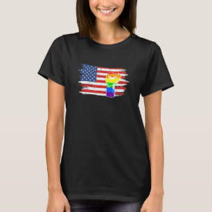 Lgbt Pride Proud America Flag Support Equality 4th T-Shirt