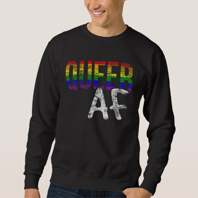 Lgbt Pride Queer Af Gay Lesbian Support Equal Rain Sweatshirt (Front)