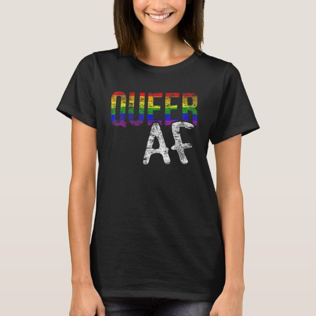Lgbt Pride Queer Af Gay Lesbian Support Equal Rain T-Shirt (Front)