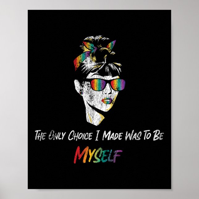 LGBT Pride Rainbow Be Myself Retro Vintage Poster (Front)