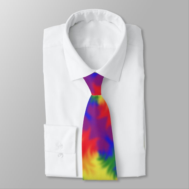 LGBT Pride Rainbow Colors Abstract Art Modern Tie (Tied)