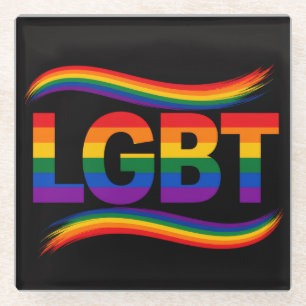 LGBT Pride Rainbow Design Glass Coaster