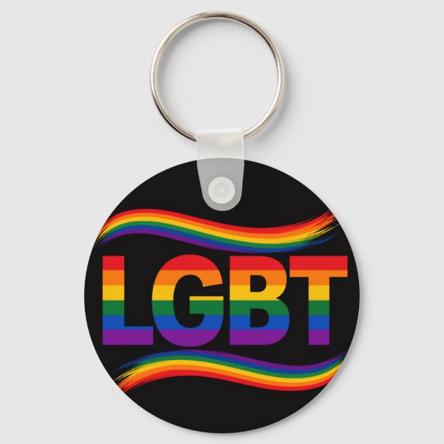 LGBT Pride Rainbow Design Key Ring (Front)