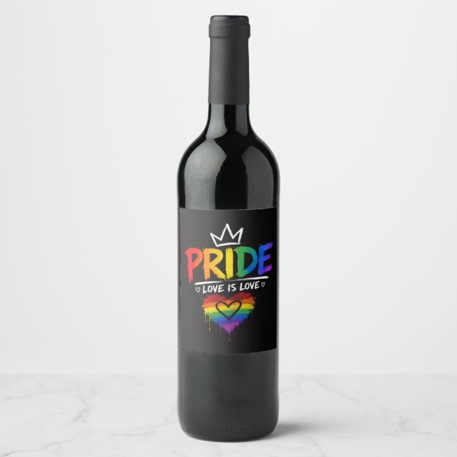 LGBT Pride Rainbow Design Wine Label (Front)
