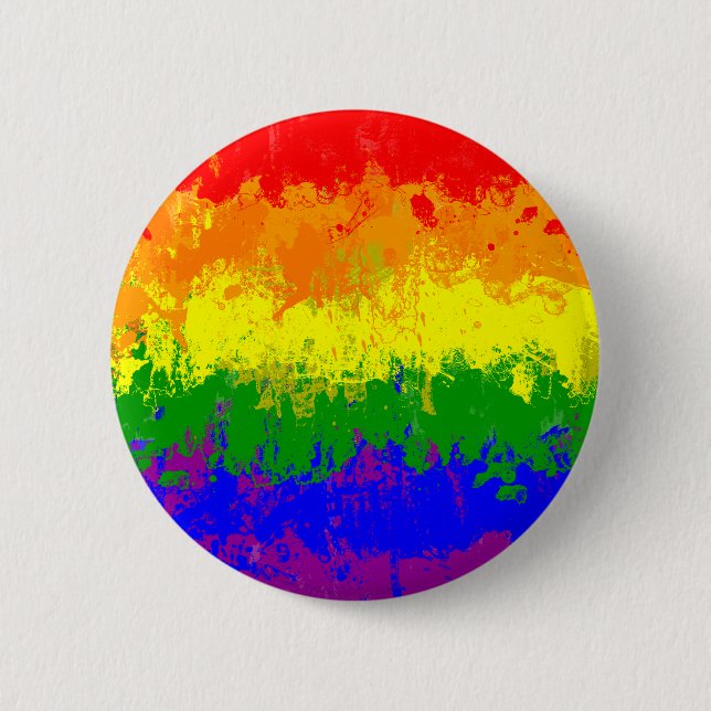 LGBT Pride Rainbow Flag Paint Splatter Button (Front)
