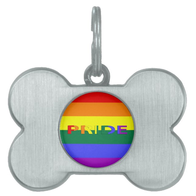 LGBT Pride Rainbow Flag Pet ID Tag (Front)