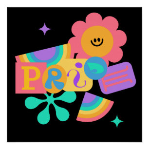 LGBT+pride. Rainbow love. Sunflower love. Poster