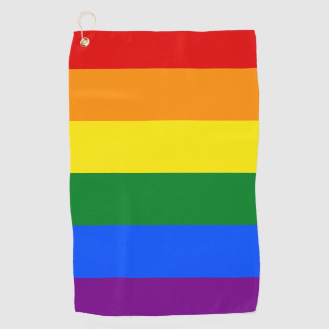 LGBT Pride Rainbow Striped Golf Towel (Front)