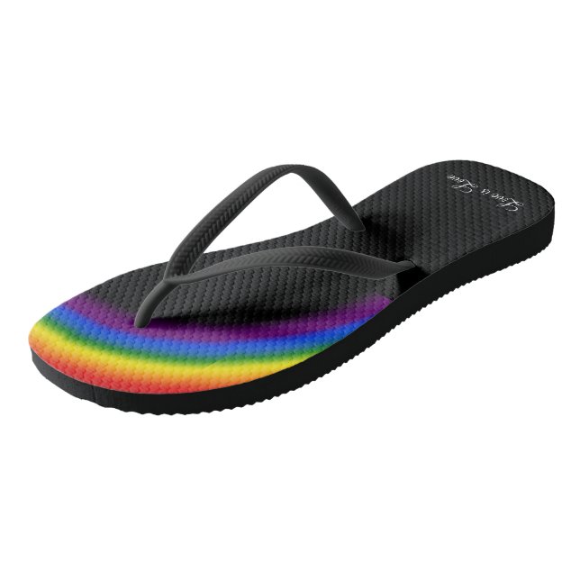 LGBT Pride Rainbow with custom text Love is Love Jandals (Angled)