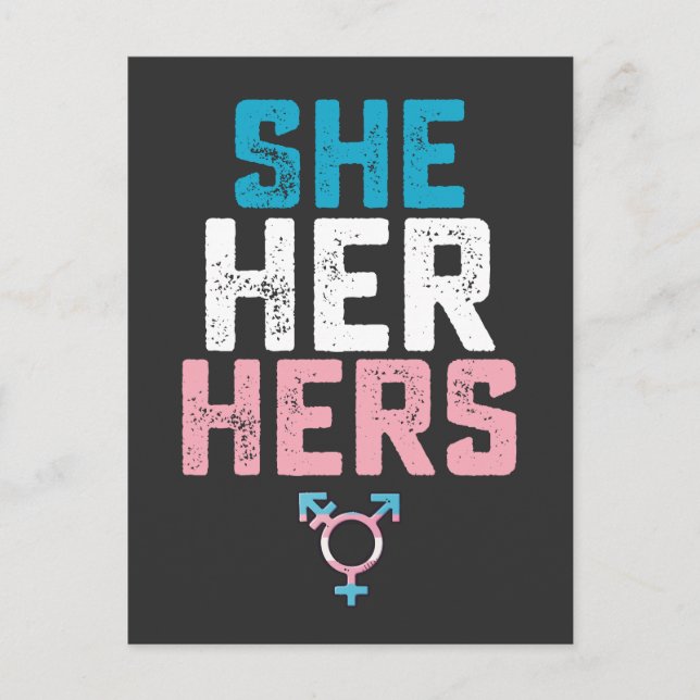 LGBT Pride She Her Hers Trans Transgender Pronouns Invitation Postcard (Front)