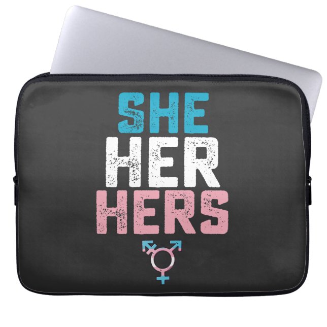 LGBT Pride She Her Hers Trans Transgender Pronouns Laptop Sleeve (Front)