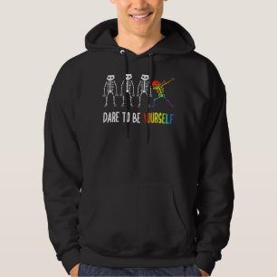 Lgbt Pride Skeleton Dabbing Dare To Be Yourself Ou Hoodie