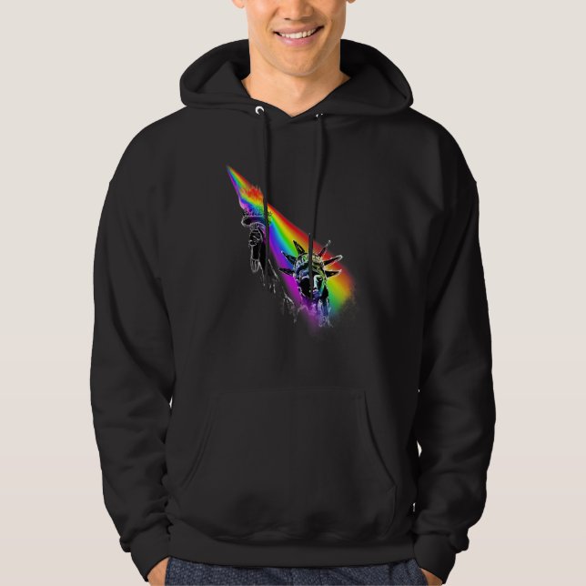 Lgbt Pride Statue Of Liberty Rainbow Hoodie (Front)