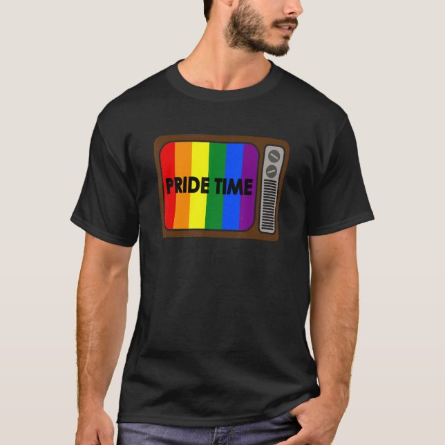 Lgbt Pride Time Rainbow Tv Gay Month T-Shirt (Front)