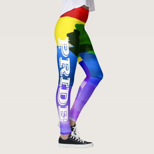 LGBT Pride Watercolor Brush Strokes Rainbow Leggings (Right)