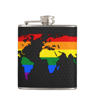 LGBT pride world map  Hip Flask