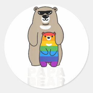 LGBT Proud Papa Bear Proud Bear Dad LGBT Pride Gay Classic Round Sticker