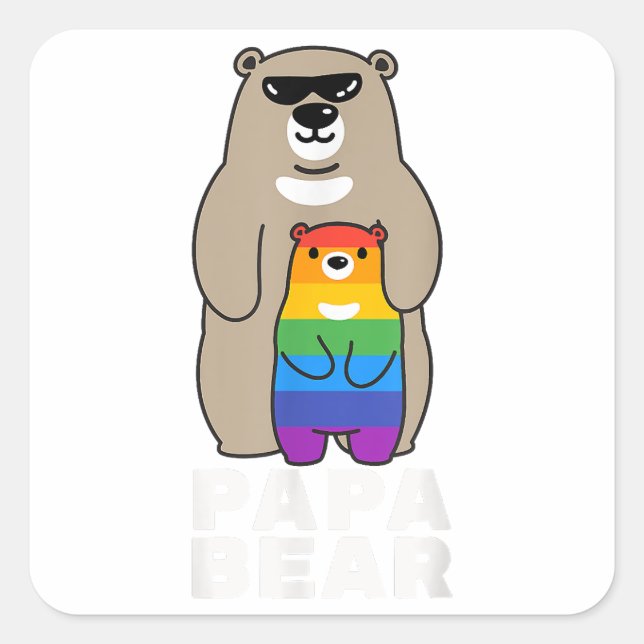 LGBT Proud Papa Bear Proud Bear Dad LGBT Pride Gay Square Sticker (Front)