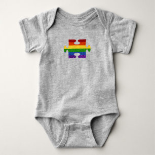 LGBT Puzzle Pride Flag Glitter Baby Bodysuit