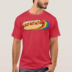 LGBT-Q Gay Pride Proud Ally Rainbow Colour Hotdog  T-Shirt