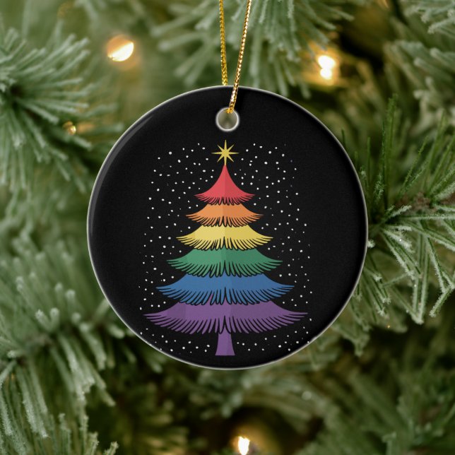LGBT-Q Pride Christmas Tree Pajama Rainbow Flag Ceramic Tree Decoration (Tree)